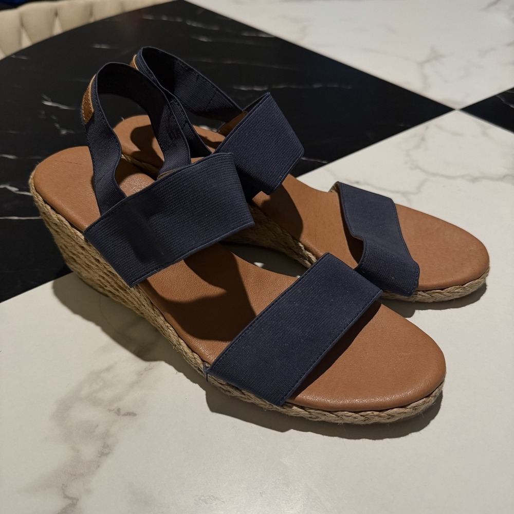 TOMMY BAHAMA Sakura Wedge Espadrilles Heels Blue Shoes Sandals US 10 Beachy Boho